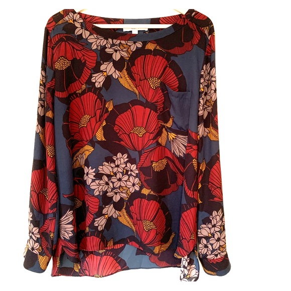 LOFT Tops - LOFT Modern Floral Blouse with Convertible Sleeve